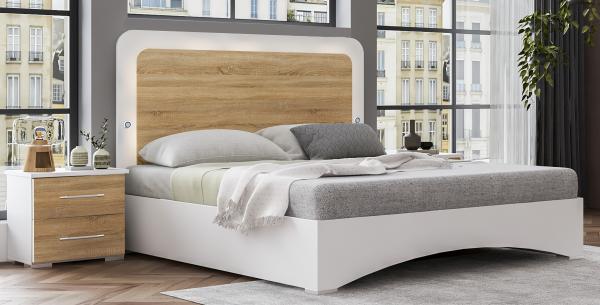 Product photograph of Dalia Light Oak Italian Bed - Sizes Available from Choice Furniture Superstore.